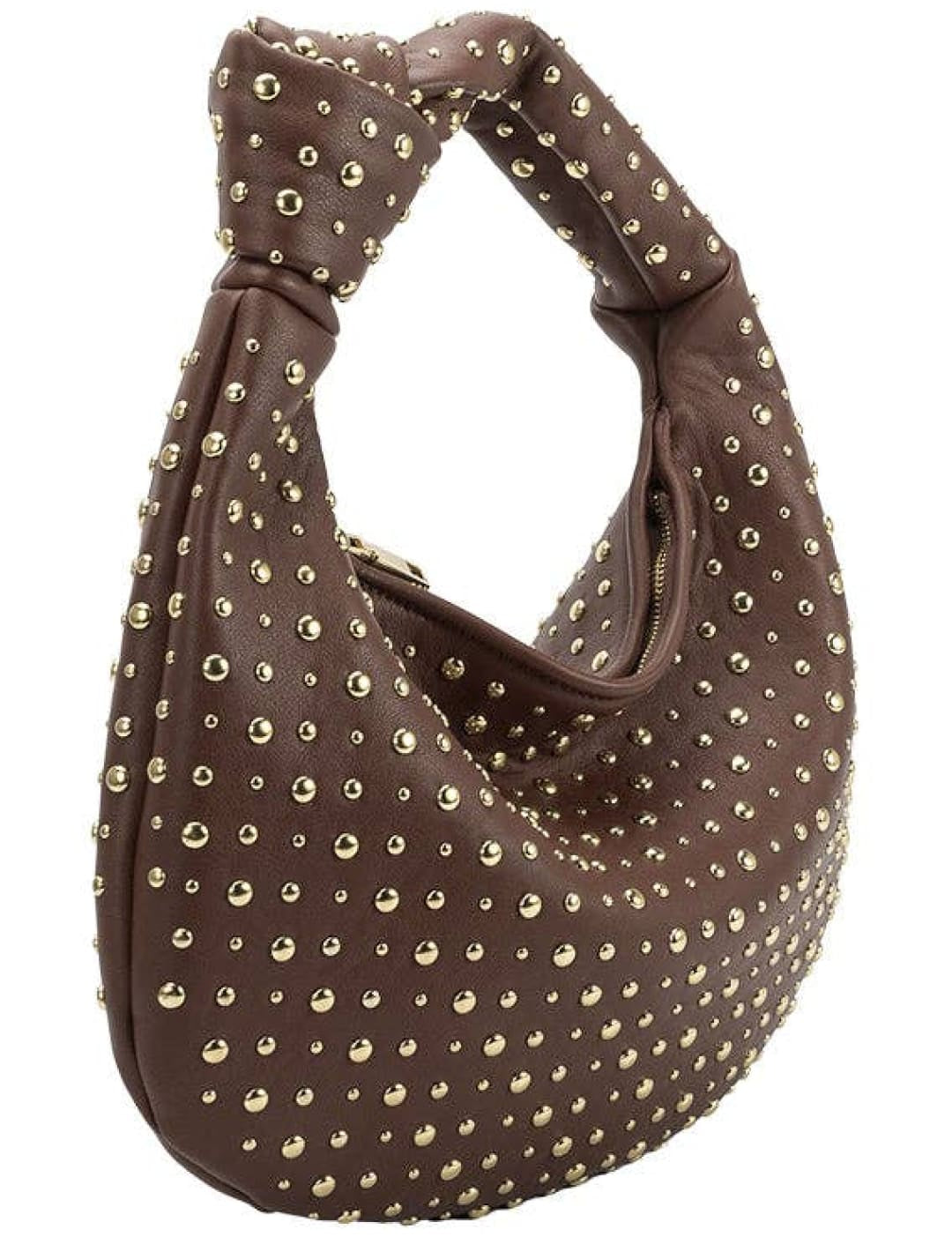 Brigitte Large Studded Chocolate Shoulder Bag