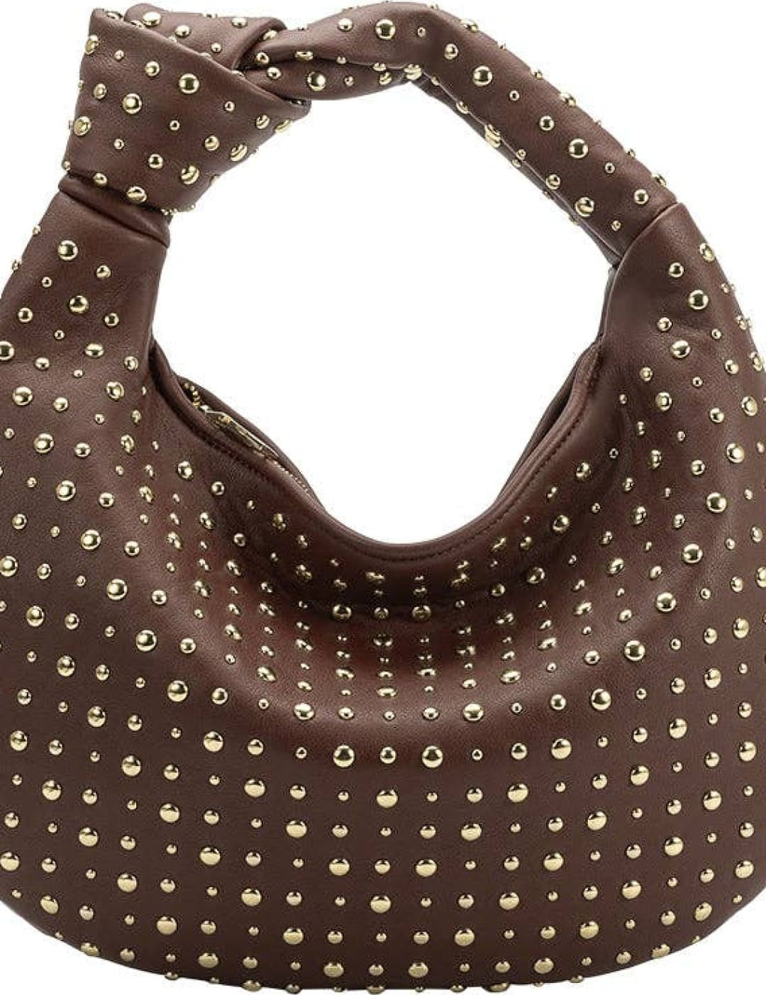 Brigitte Large Studded Chocolate Shoulder Bag