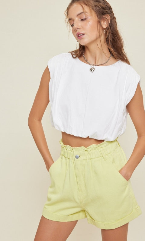 Bubble Crop Hem Tank - 120 Sleeveless