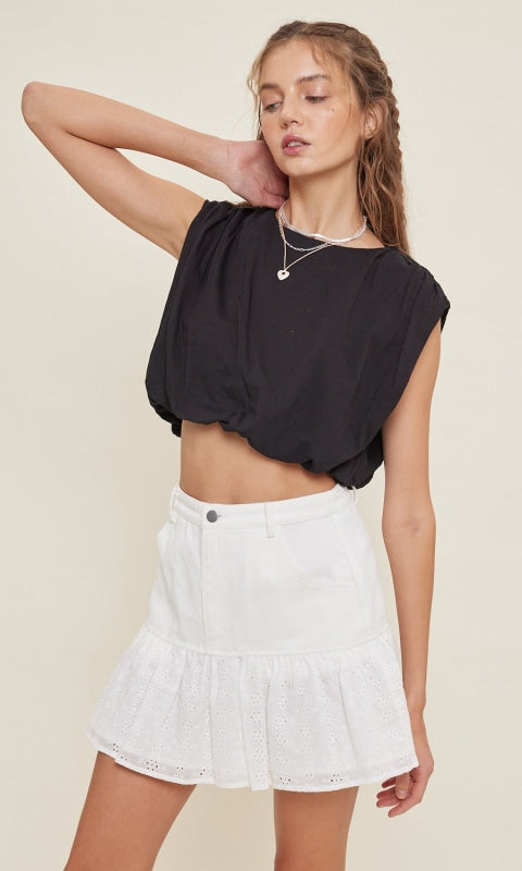 Bubble Crop Hem Tank - 120 Sleeveless