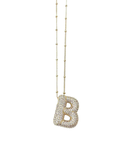 Bubble Pave Initial Necklace - 260 Jewelry