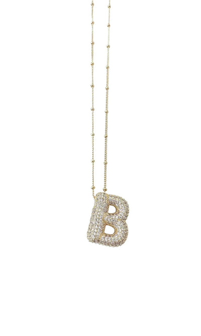 Bubble Pave Initial Necklace - 260 Jewelry