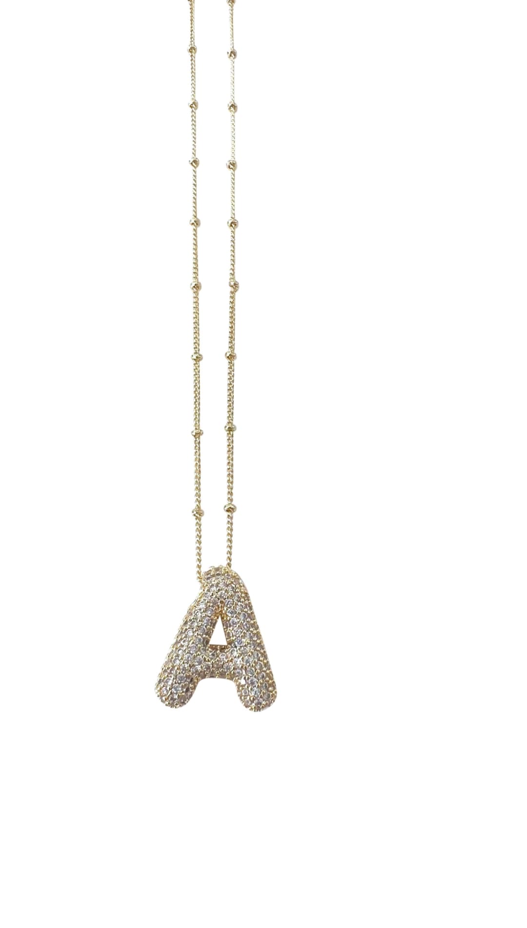 Bubble Pave Initial Necklace GOLD- Individual