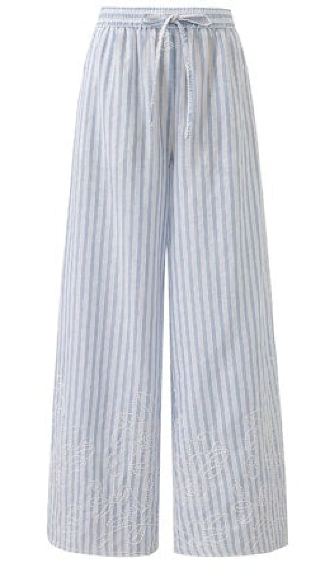 Striped wide-leg pants.