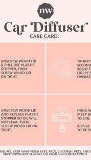 Car diffuser care card.