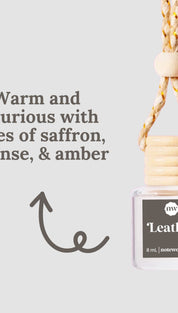 Leather-scented car air freshener.