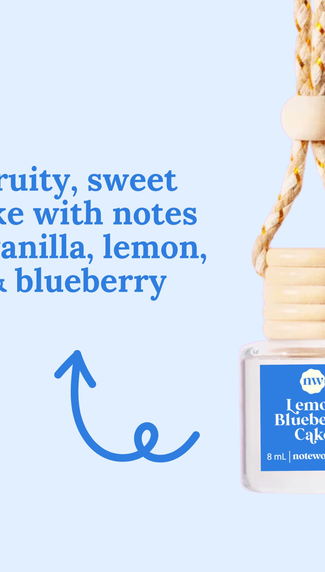 Lemon blueberry cake scented car freshener.