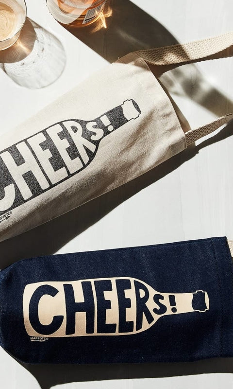 Cheers! Single Wine Totes: Denim - GIFT