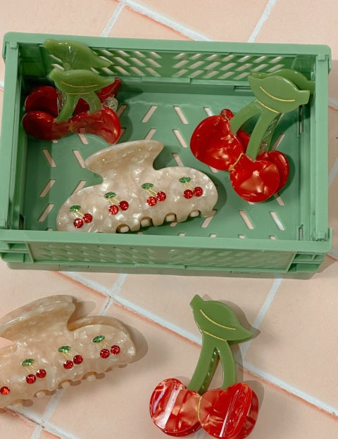 Cherry Print Claw Clip - Pink - Hair Claws & Clips