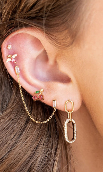Cherry Stud Earrings - Rose Gold - Jewelry
