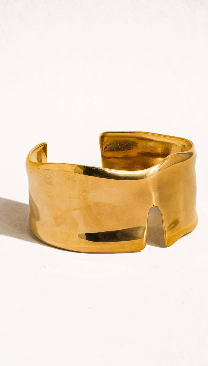 Clyde 18K Gold Non-Tarnish Abstract Bold Bangle - Yellow Gold - 260 Jewelry