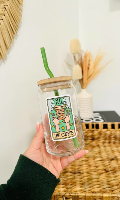 Coffee Tarot Card Beer Can Glass | Iced Coffee Glass | GLASS ONLY - GIFT
