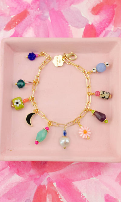 Colorful Pearl Charm Bracelet