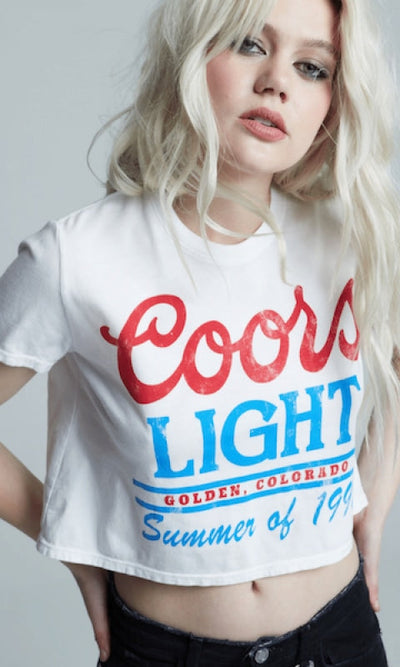 Coors Light Cropped Graphic Tee - Shirts & Tops