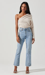 Cosima One Sleeve Embellished Sweater - 110 Long Sleeve