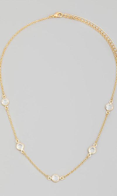 Crystal Bezel Layering Necklace - Jewelry