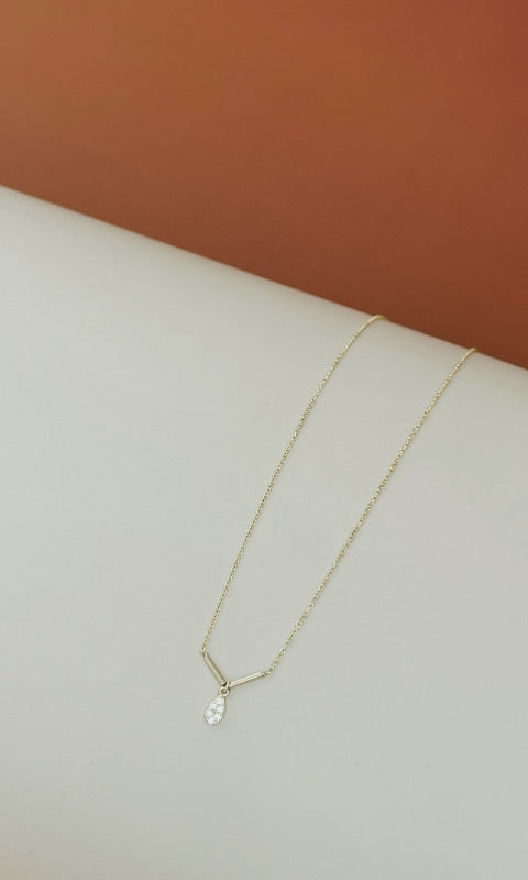 CZ Bar Teardrop Necklace - JEWL