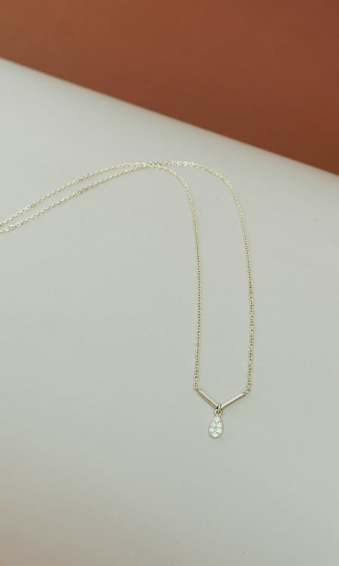 CZ Bar Teardrop Necklace - JEWL