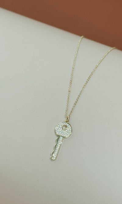 CZ Key Necklace - Jewelry