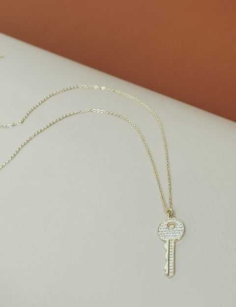 CZ Key Necklace - Jewelry