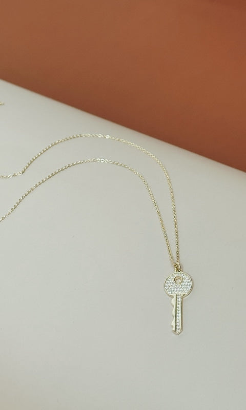 CZ Key Necklace - Jewelry