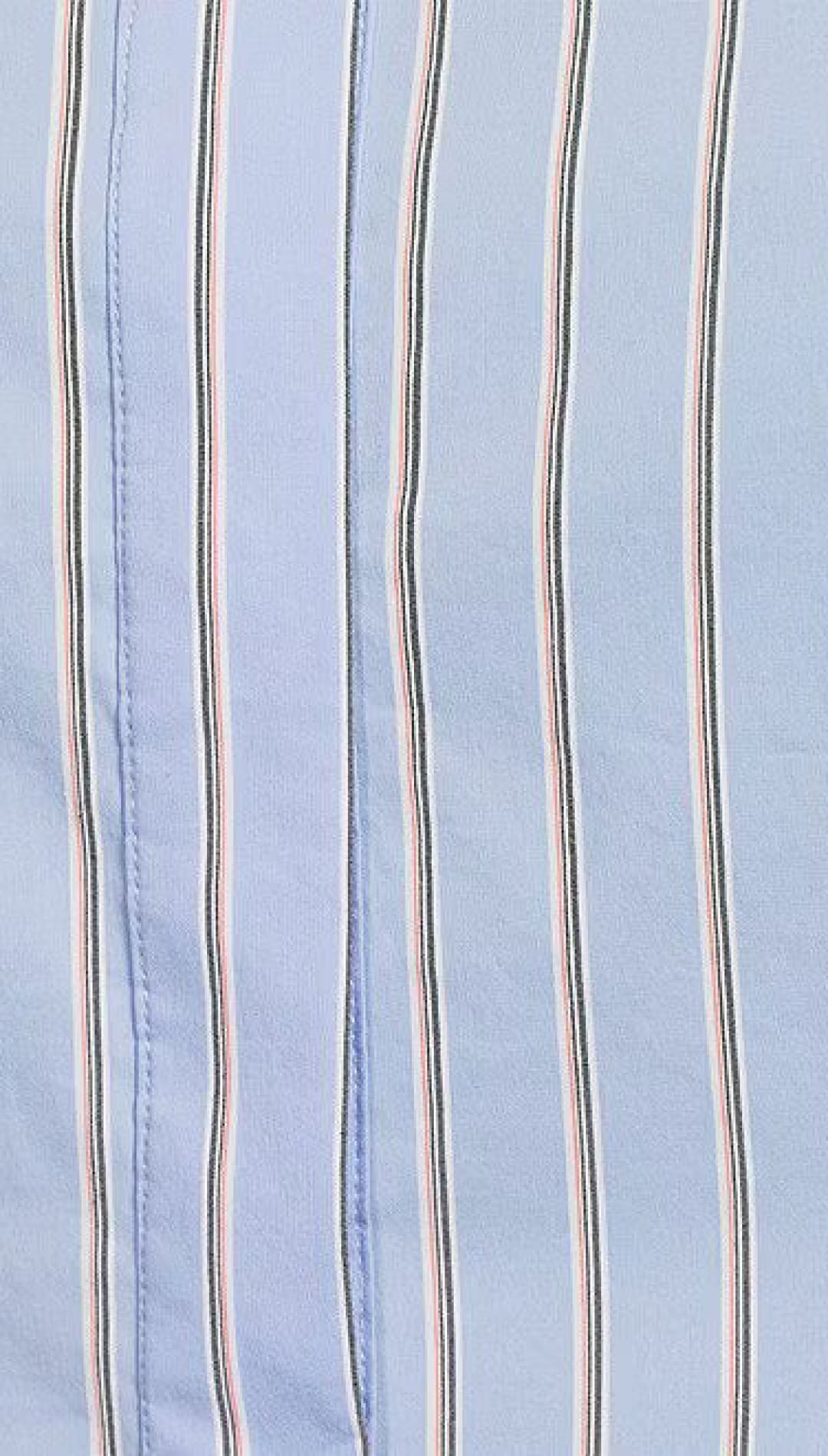 Light blue fabric with thin vertical white, black, and pink stripes.
