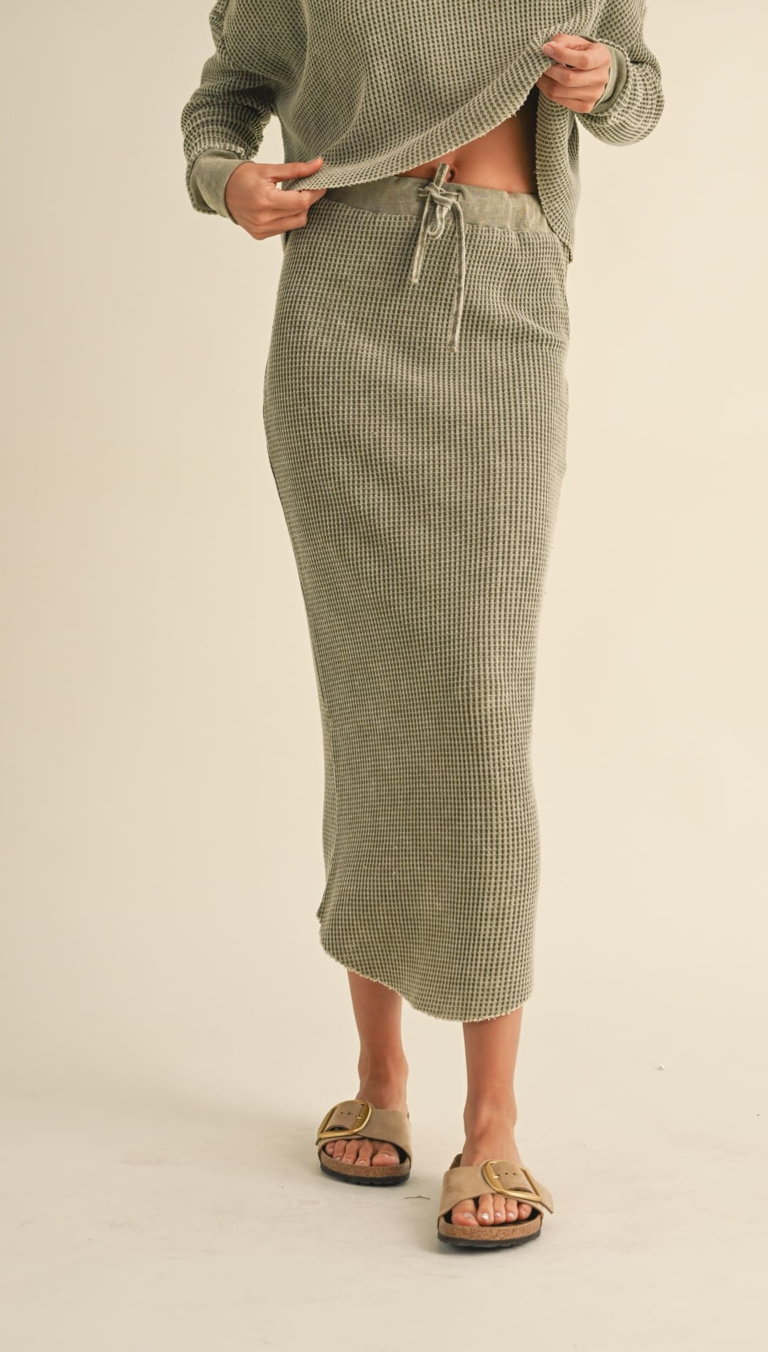 Denim Knit Midi Skirt - 220 Other Bottoms