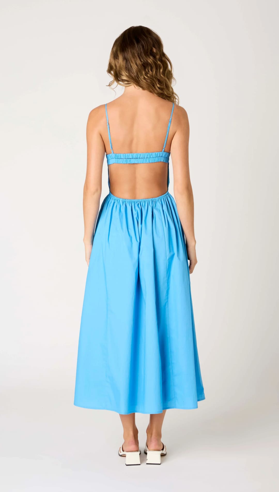 Backless blue sundress.