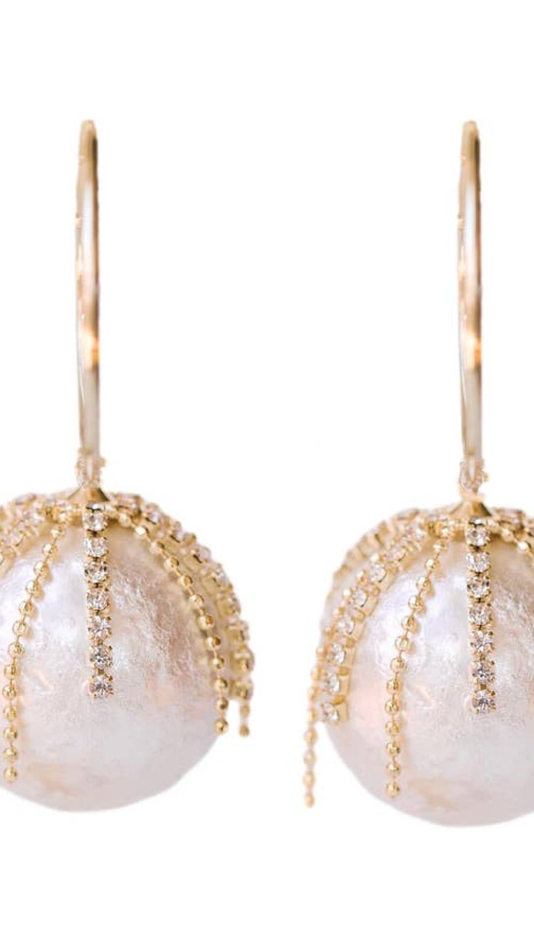 Diamond Fringe Pearl Hoops - 260 Jewelry