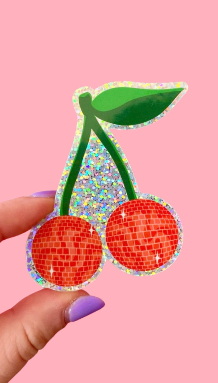 Disco Cherries Glitter Sticker