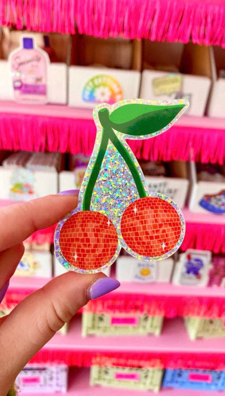 Disco Cherries Glitter Sticker