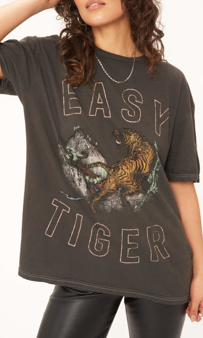 Easy Tiger Relaxed Tee - O/S / Charcoal Black - Shirts & Tops