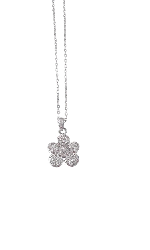 Flower Necklace - Silver - 260 Jewelry
