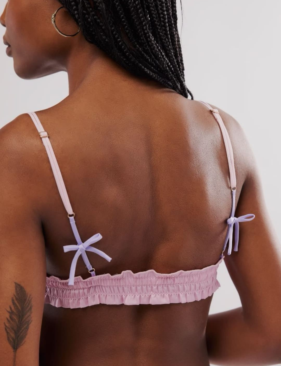 Lavender ruffled bralette.