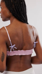 Lavender ruffled bralette.