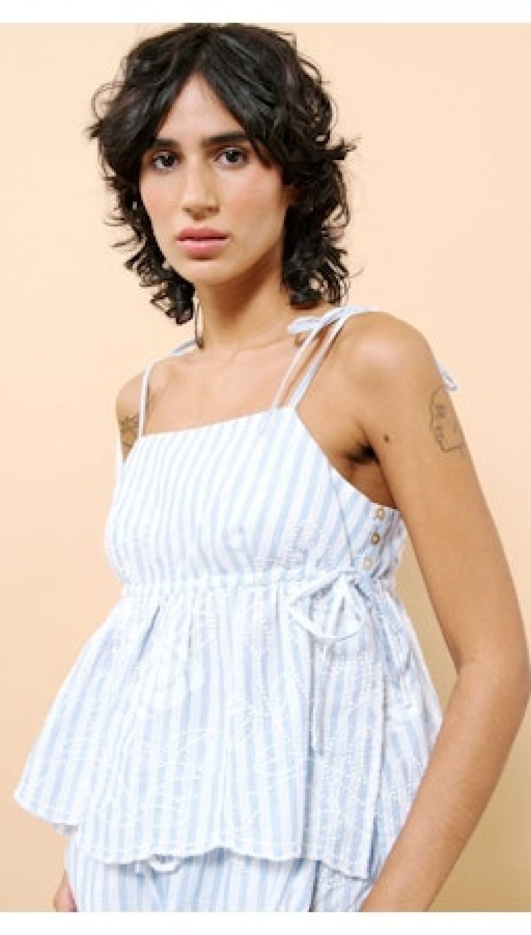 Striped, tiered camisole top.