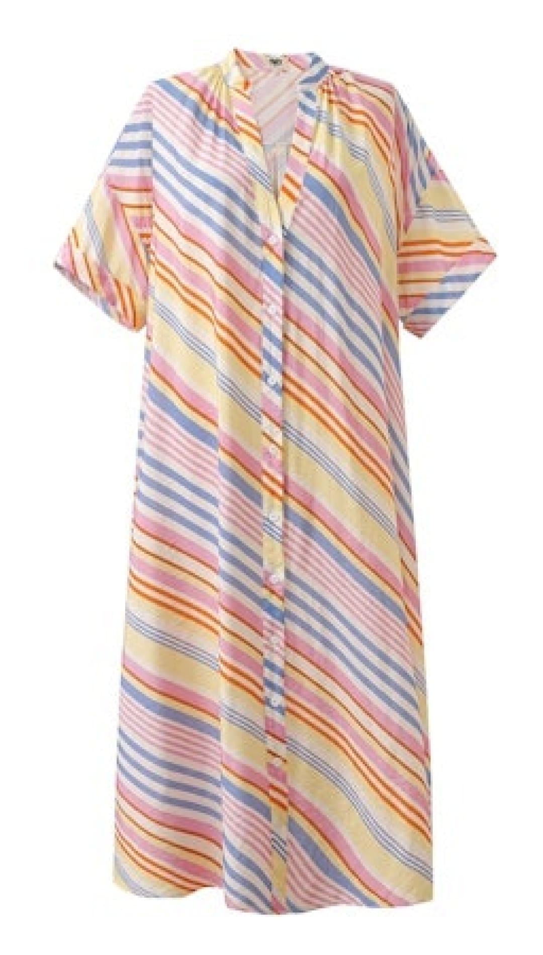 Striped, button-down maxi dress.