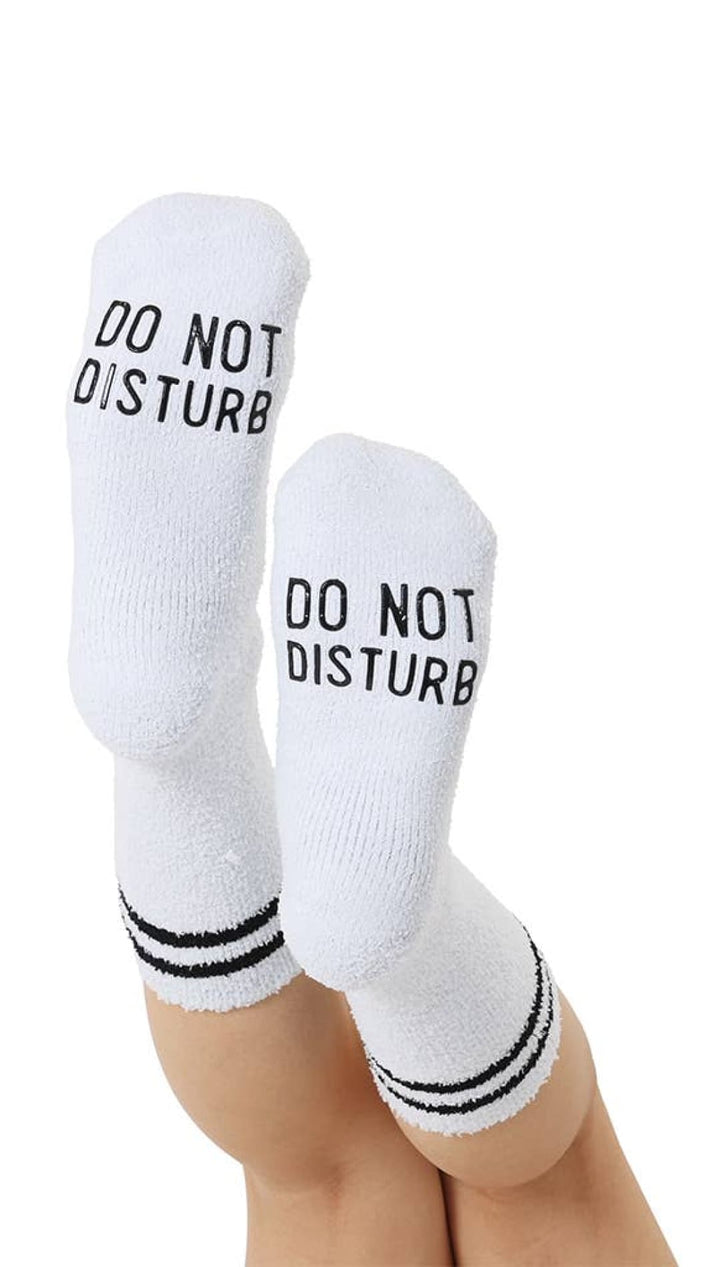 Fuzzy Crew Socks w/ Bottom Grip Phrase - ’Do Not Disturb’ - 240 Intimates/Lounge