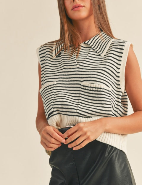 Gabi Striped Sweater Vest - Shirts & Tops