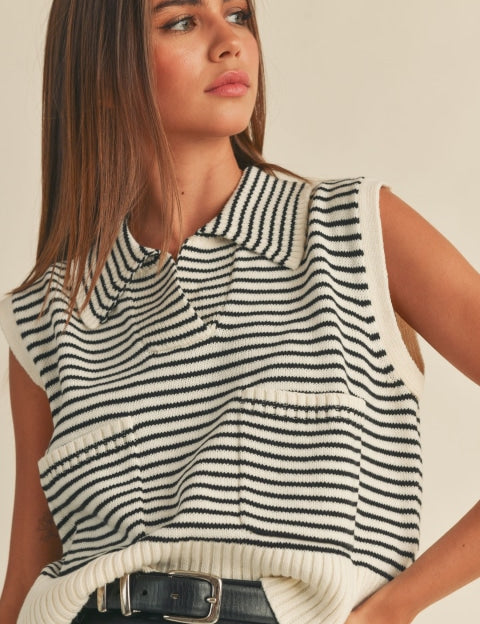 Gabi Striped Sweater Vest - Shirts & Tops