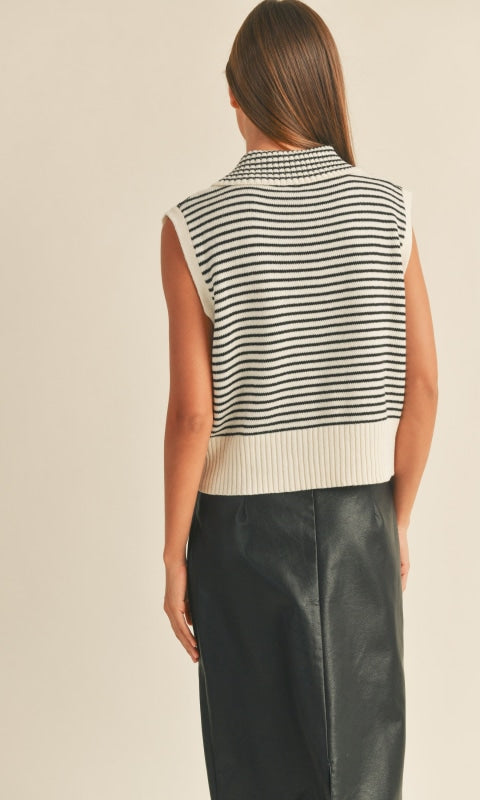 Gabi Striped Sweater Vest - Shirts & Tops