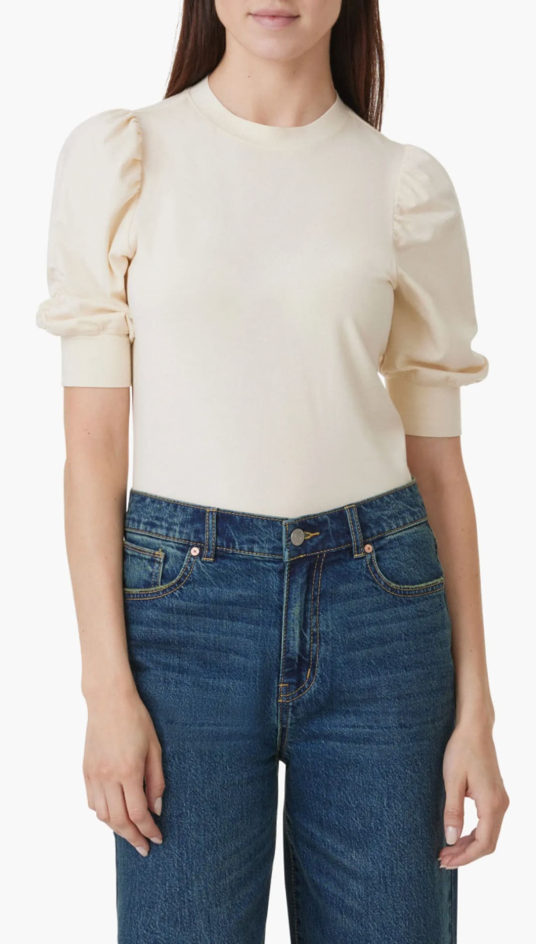 Gathered Sleeve Knit Top - 100 Short Sleeve