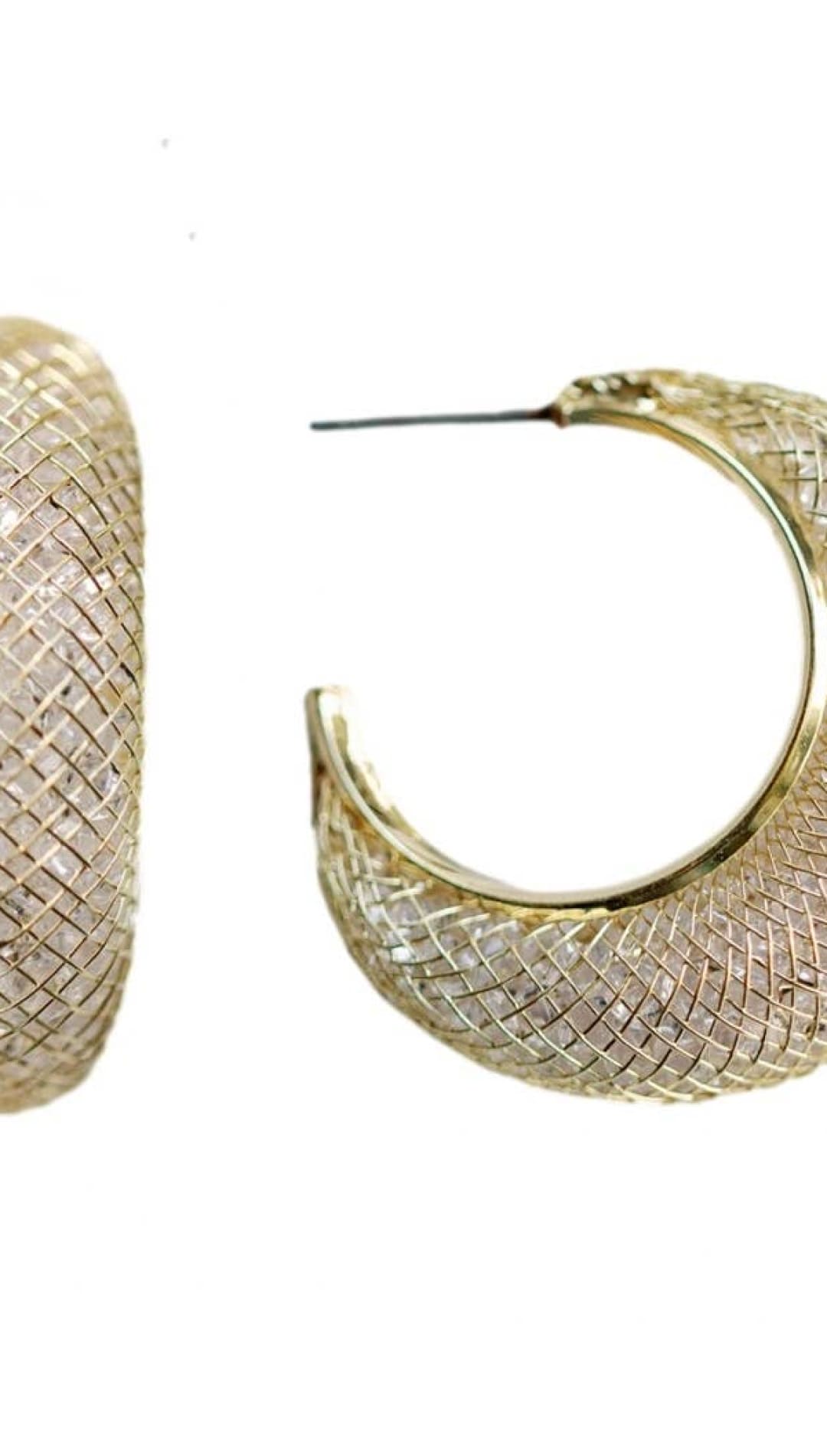 Gold Mesh Hoop Earrings - 260 Jewelry