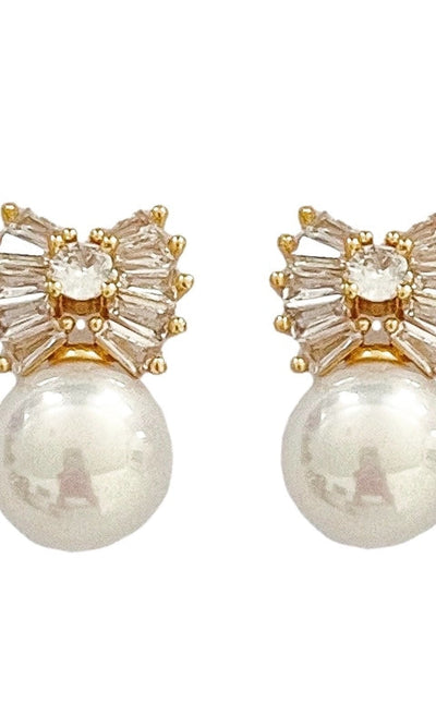 Gold Pearl Sparkler Bows - JEWL