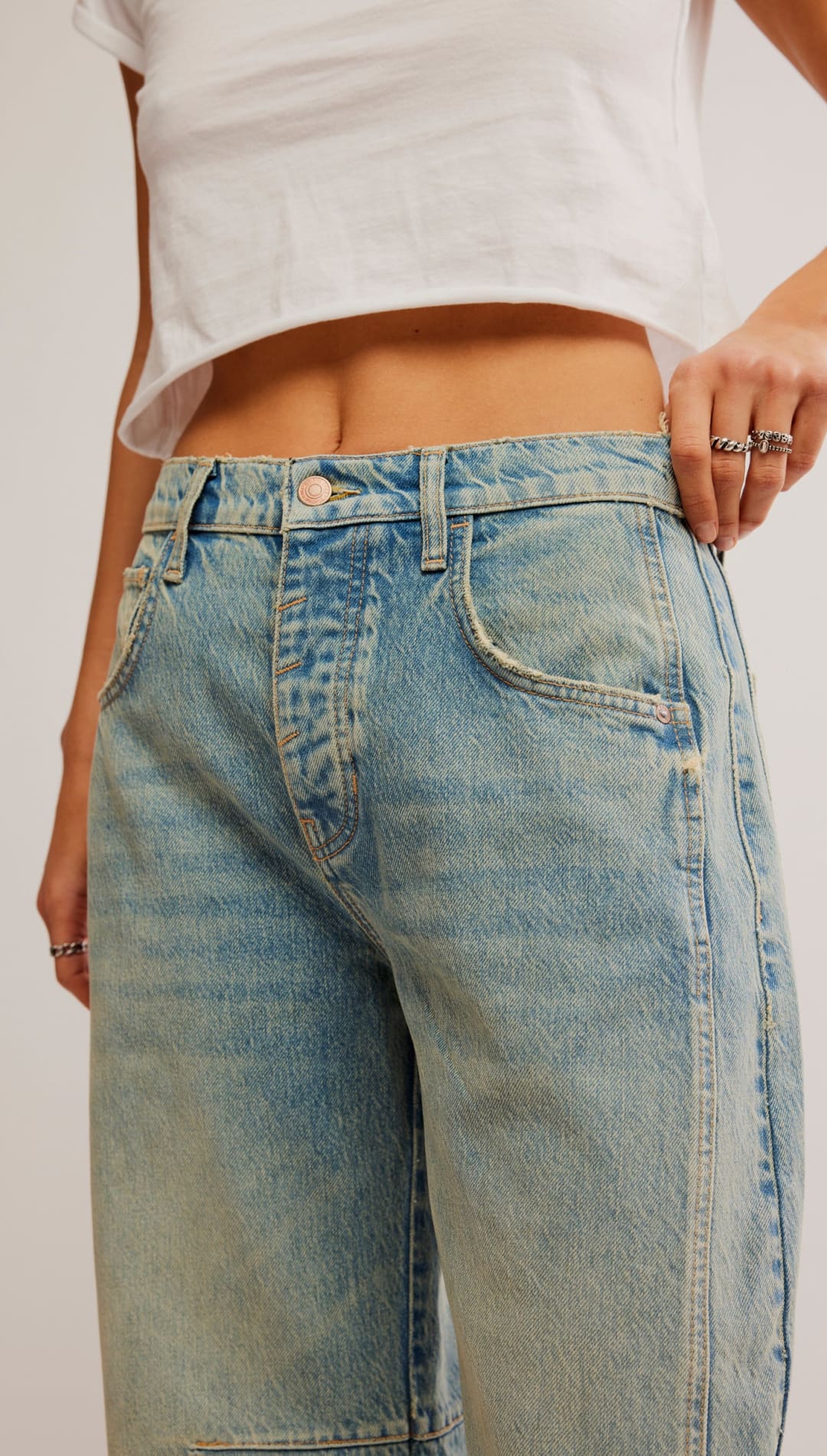 Good Luck Mid-Rise Barrel Jeans - 200 Jeans