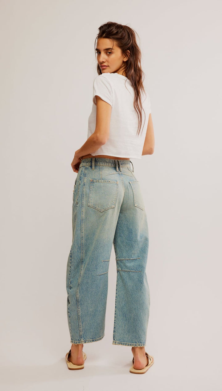 Good Luck Mid-Rise Barrel Jeans - 200 Jeans