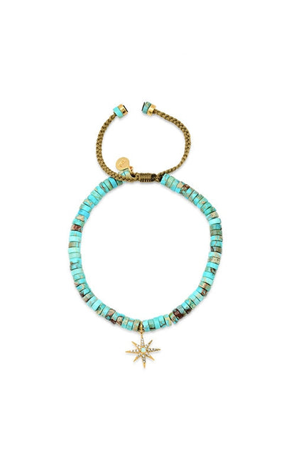 Handmade Beaded Bracelet with Sunburst Charm - Jewelry