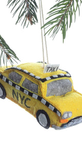 Handmade Felt Taxi Ornament