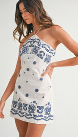 Hannah Embroidered Halter Dress