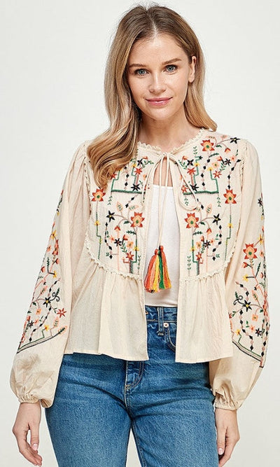 Harlow Embroidered Crochet Cardigan - 110 Long Sleeve